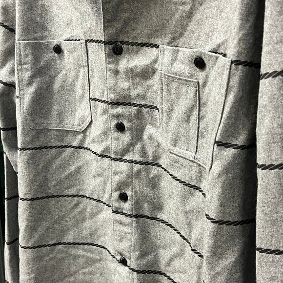 Crooks and Castle Grey Striped Button Up Mens Large - Picture 3 of 6